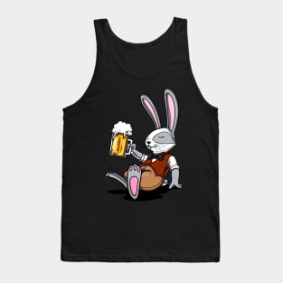 Funny Rabbit Beer Drinking Bunny Tank Top